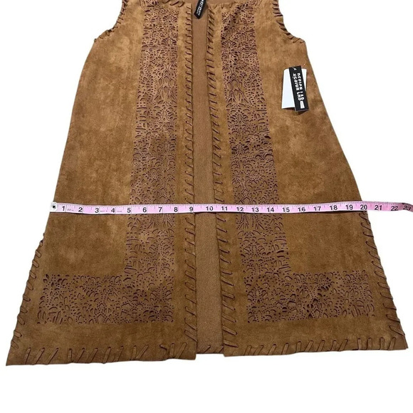 Lord & Taylor Design Lab Women's Brown Sleeveless Boho Crochet-Knit Vest Size M - Picture 6 of 13